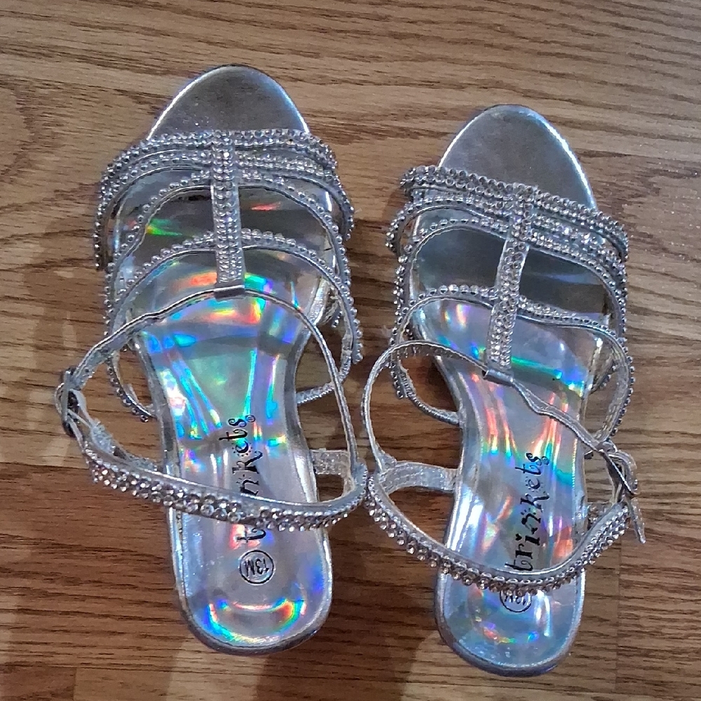 Kids Silver Strappy Sandals